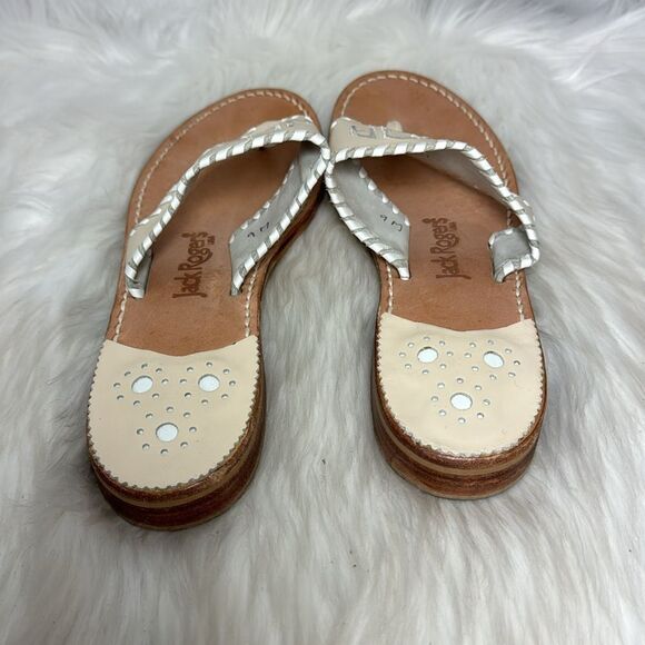 Jack Rogers Cream Leather Thong USA Sandals Sz 9 - Picture 3 of 6
